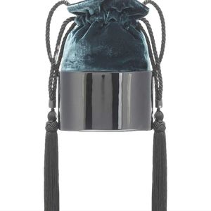 Hunting Season “The Lola” Black & Green Velvet Tassel Bag